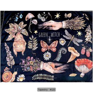 Green Witch Herbs Nature Tapestry Hanging‎ Wall Decor